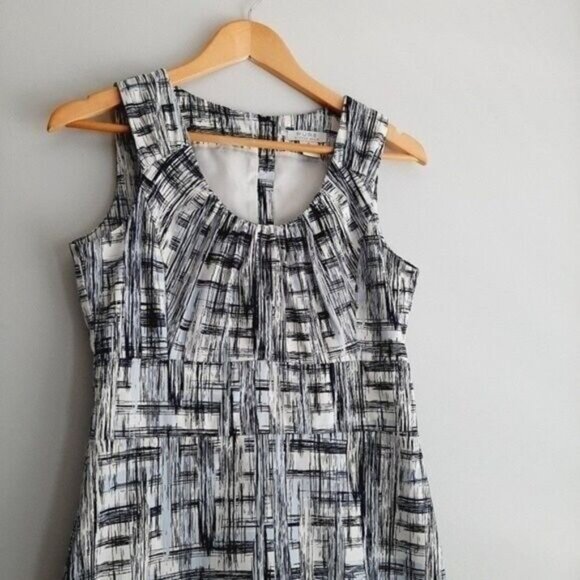 ALFRED SUNG Pure Blue & White Sleeveless Sheath Dress Sz 4 - Picture 3 of 15